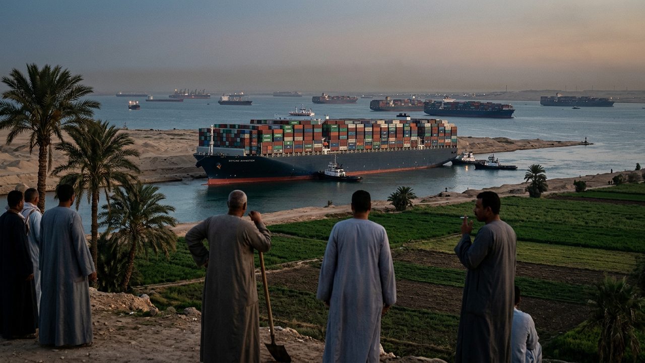 Illustrative photograph for the story: Container Ship Blocks the Suez Canal for Six Days