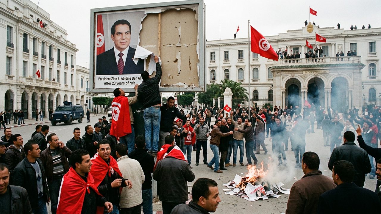 Illustrative photograph for the story: Tunisia's President Flees as Protests Topple a 23-Year Government