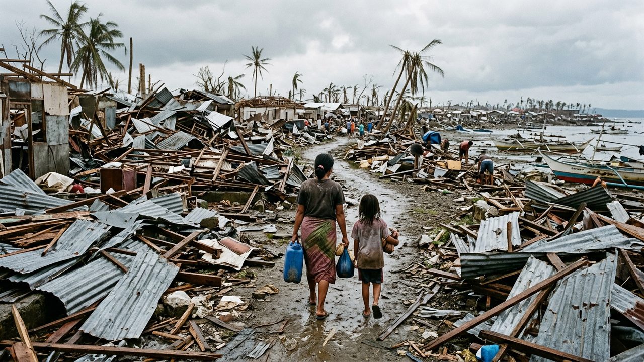Illustrative photograph for the story: Typhoon Haiyan Devastates the Central Philippines