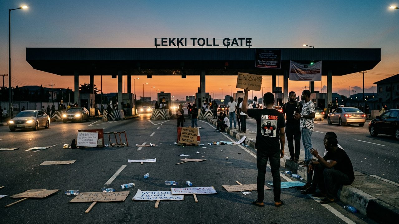 Illustrative photograph for the story: Nigeria's EndSARS Protests Culminate at Lekki Toll Gate