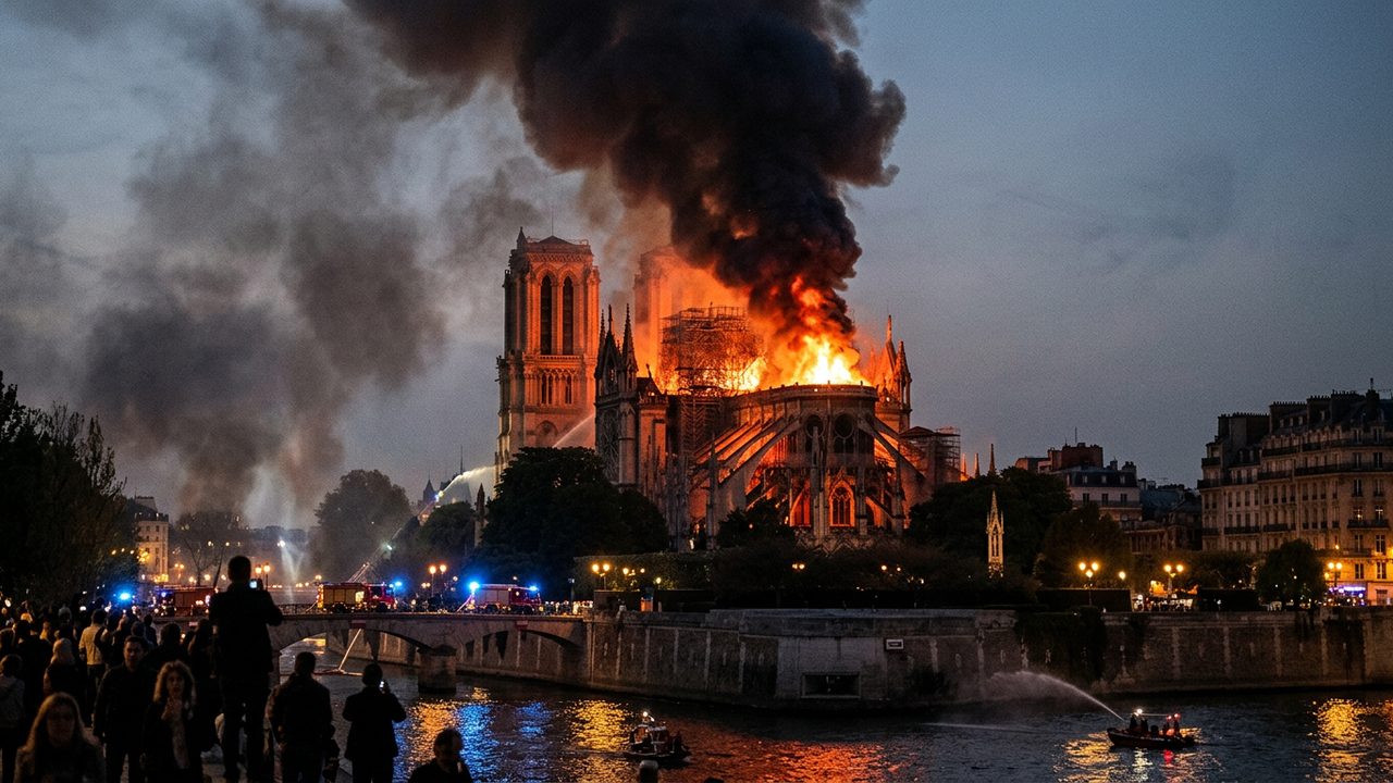 Illustrative photograph for the story: Fire Destroys the Roof and Spire of Notre-Dame de Paris