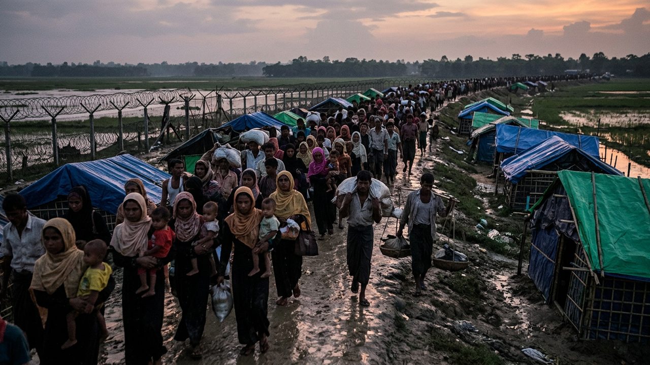 Illustrative photograph for the story: Hundreds of Thousands of Rohingya Flee Myanmar Into Bangladesh