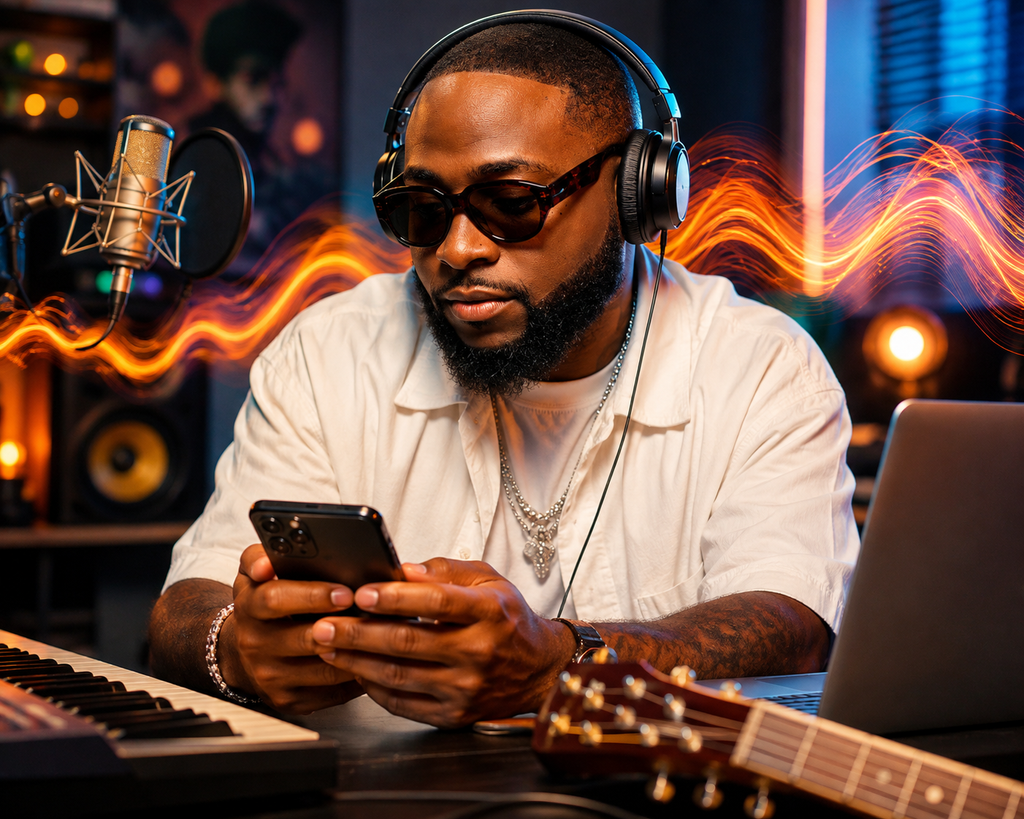 Illustrative photograph for the story: Inspired by Davido's New Album? Here's How to Create Your Own Music, Write Hit Songs, and Earn Online Using Only Your Smartphone