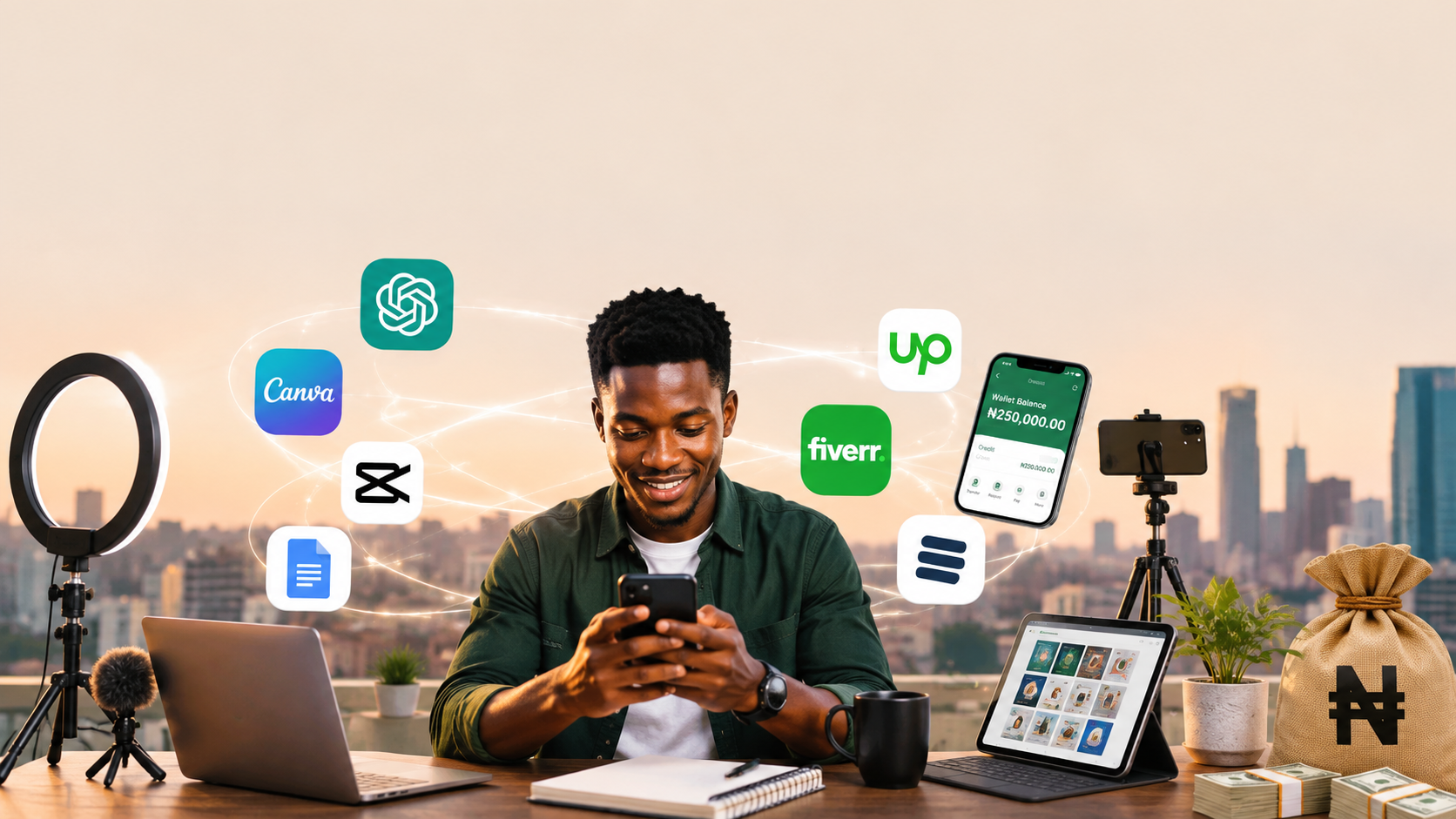 Illustrative photograph for the story: 7 Online Tools Nigerians Can Use to Start a Side Hustle From Their Smartphones in 2026