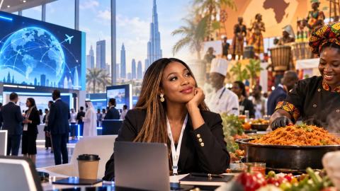 Illustrative photograph for the story: Sitting At The Arabian Travel Market (ATM) 2026 in Dubai, Thinking About The Nigerian Jollof Rice War At Akwaaba African Travel Market
