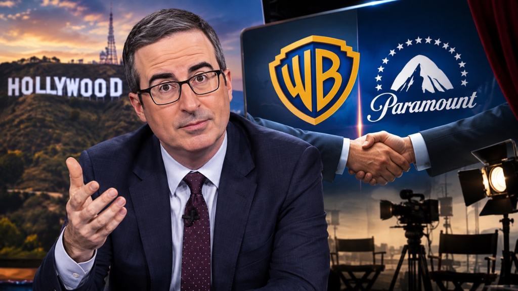 Illustrative photograph for the story: John Oliver Sends a Message to Hollywood’s New Owners After Major Merger