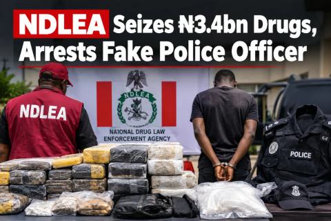 Illustrative photograph for the story: NDLEA Seizes ₦3.4bn Drugs, Arrests Fake Police Officer
